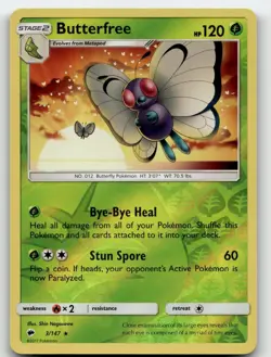BUTTERFREE 3/147 RARE REVERSE HOLO BURNING SHADOWS POKEMON NEAR MINT - Image 1