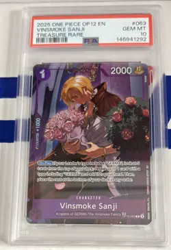PSA 10 VINSMOKE SANJI ONE PIECE OP12 LEGACY OF THE MASTER TREASURE RARE OP10-063 - Image 1