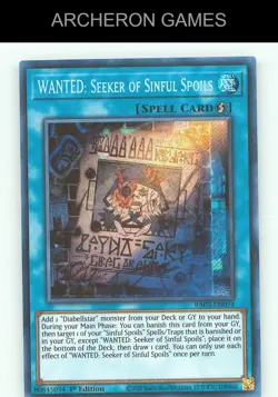 WANTED: Seeker of Sinful Spoils (Secret Rare) SEC YUGIOH Card - Image 1