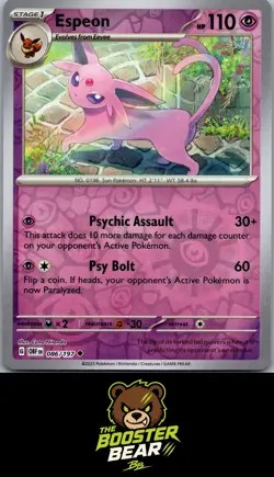 Espeon 086/197 UC Obsidian Flames Pokemon NM/M - Image 1