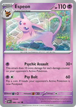 Espeon 086/197 UC Obsidian Flames Pokemon NM/M - Image 4