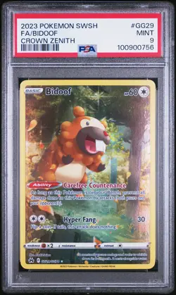 2023 Pokemon Sword And Shield Crown Zenith Bidoof #GG29 PSA 9 Mint Graded Card - Image 1