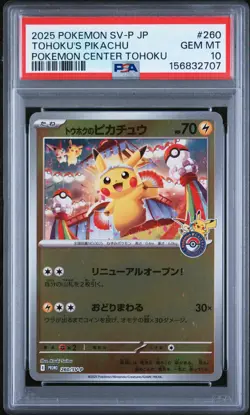 PSA 10 Tohoku's Pikachu #260 SV-P Japanese Promo Pokemon Card 2025 Gem Mint - Image 1