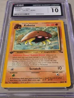 Kabuto 1st Edition 50/62 CGC 10 Fossil 1999 Pokemon WOTC - Image 2