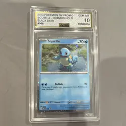 Pokemon Squirtle 2023 Scarlet & Violet Promo Cosmos Holo Black Star 048 AGS 10 - Image 1
