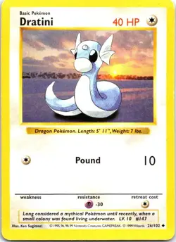 Dratini 26/102 Uncommon Base Set Unlimited Pokemon Moderately Played - Image 1