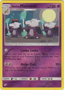 Lightly Played Alolan Marowak - 64/181 - Rare - Reverse Holo Pokemon Team Up - Image 1