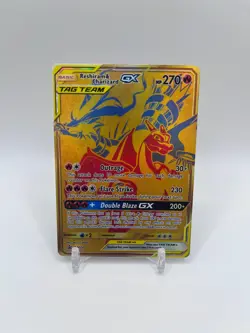 Pokemon Reshiram & Charizard GX Tag Team SM247 Promo Full Art LP-NM - Image 1