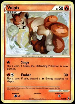 Vulpix 75/95 Common Call of Legends Pokemon LP - Image 1