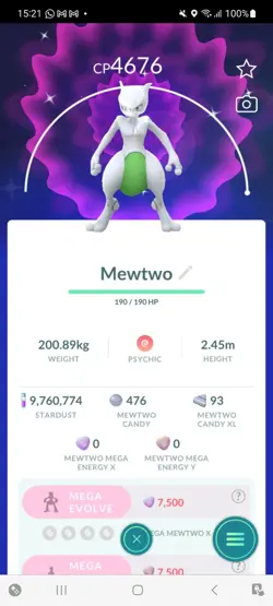 Pokemon Go Shiny Legendary Mewtwo ( MAX CP ) - Image 1