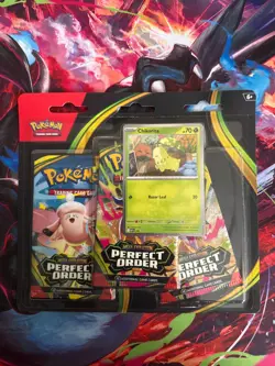 Pokemon Mega Evolution Perfect Order 3 Pack Blister Chikorita Promo Sealed - Image 1