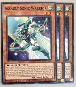 Yugioh! 3x Assault Sonic Warrior BLZD-EN005 Common 1st Ed NM - Image 1