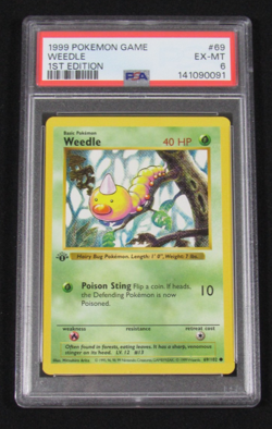 1999 Pokemon Game WEEDLE 1ST EDITION 69/102 PSA 6 EX-MT - Image 1