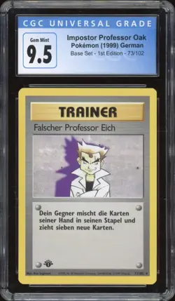 1999 Pokemon GERMAN 1st Edition Base Set Falscher Professor Eich 73/102 CGC 9.5 - Image 1