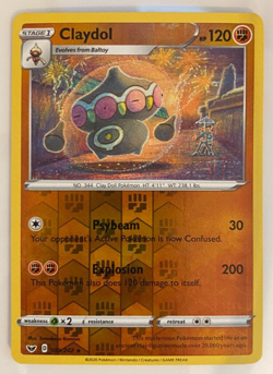 Reverse Holo Claydol Rare 103/202 Sword & Shield Base Pokemon TCG - Image 1
