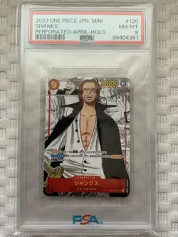 One Piece Japanese: Mini Shanks Manga Perforated -April-Holo PSA 8 2023 Onepiece - Image 4