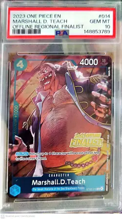 One Piece TCG Marshall D. Teach ST03-014 Offline Regio Finalist PSA 10 - Image 1