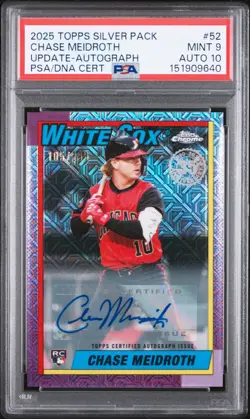 TOPPS UPDATE SILVER PACK 1990 CHROME PROMO CHASE MEIDROTH 105/299 PSA 9 AUTO 10 - Image 1