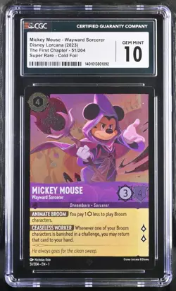 CGC 10 Disney Lorcana MICKEY MOUSE Wayward Sorcerer FOIL PSA First Chapter BGS - Image 1