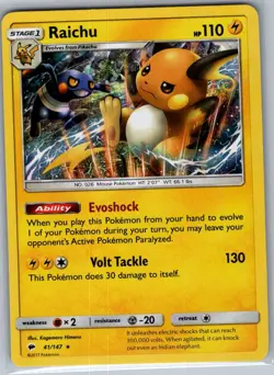 Raichu 41/147 Holo SM - Burning Shadows - Pokemon Card - NM - Image 1
