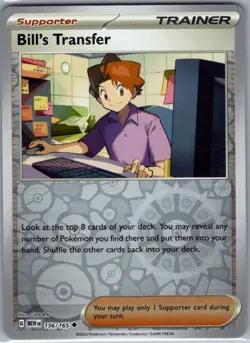 Bill's Transfer 156/165 Reverse Holo Scarlet & Violet 151 - Pokemon Card - NM - Image 1