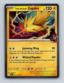 Team Rocket's Zapdos 070 Pokemon Destined Rivals Cosmos Holo SWIRL 🌀 Promo Card - Image 1