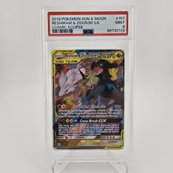 POKEMON SUN & MOON COSMIC ECLIPSE 157 RESHIRAM & ZEKROM GX - PSA 9 - Image 1