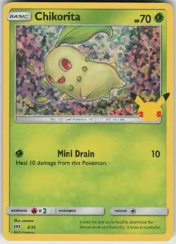 Holo Chikorita 002/025 Promo McDonald's 25th Anniversary Promos Lightly Played - Image 1
