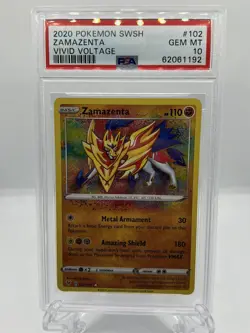 PSA 10 Pokemon TCG Zamazenta Vivid Voltage 102/185 Holo Amazing Rare - Image 1