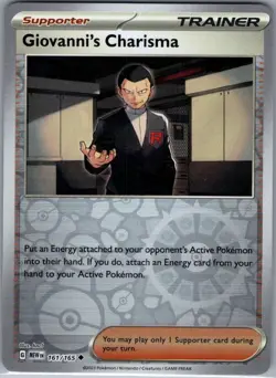 Giovanni's Charisma 161/165 Reverse Holo Scarlet & Violet 151 - Pokemon - NM - Image 1