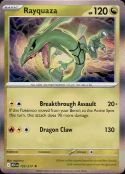 Rayquaza 153/217 Rare Ascended Heroes Pokemon Holo Near Mint - Image 1
