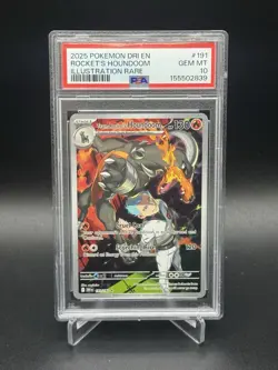 PSA 10 - Pokemon Team Rocket's Houndoom Holo Illustration Rare 191/182 EN - Image 1