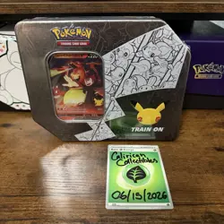Pokemon TCG Celebrations Lance’s Charizard V Walgreens Large Tin SEALED - Image 1