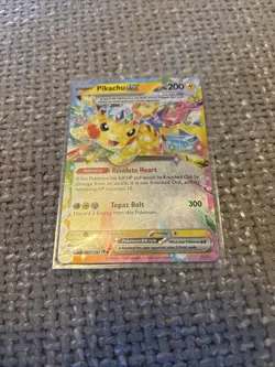 Pokemon TCG Sv08: Surging Sparks Pikachu EX Holo Card 057/191 NM Condition - Image 1