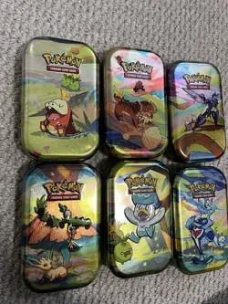 Pokemon TCG paldea 6 Mini Tins (empty) With Art Card And sticker - Image 3