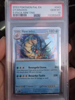 PSA 10 Gyarados 2023 Pokemon Paldea Evolved 5-Pack Mini Tins #043 Costco - Image 1