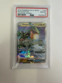 2018 Pokemon Sun & Moon Celestial Storm Rayquaza GX PSA 10 #109 - Image 1