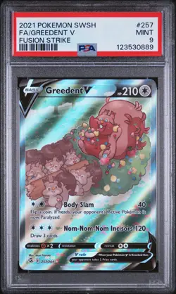 2021 Pokemon Sword & Shield Fusion Strike #257 Fa/Greedent V Fusion Strike PSA 9 - Image 1