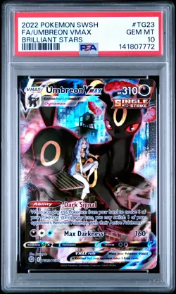 2022 POKEMON SWORD & SHIELD BRILLIANT STARS #TG23 FULL ART/UMBREON VMAX PSA 10 - Image 1