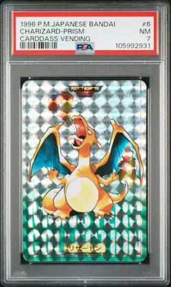 PSA 7 Pokemon Card Charizard Green Prism File No.006 Bandai Carddass Japanese - Image 1