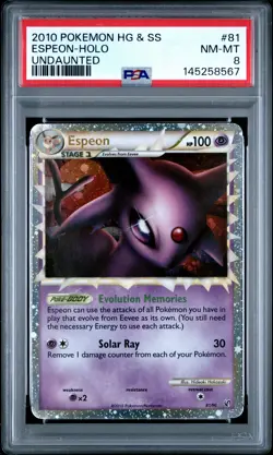 2010 POKEMON HEARTGOLD & SOULSILVER UNDAUNTED #81 ESPEON-HOLO PSA 8 - Image 1