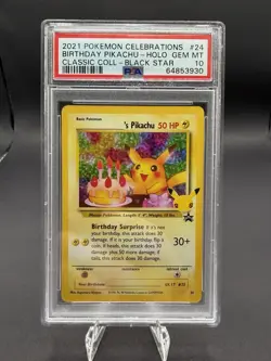 PSA 10 Pokemon 2021 Celebrations Classic Collection Birthday Pikachu Holo 24/53 - Image 1