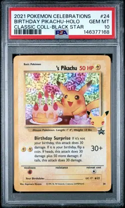 2021 POKEMON CELEBRATIONS CLASSIC COLLECTION #24 BIRTHDAY PIKACHU-HOLO PSA 10 - Image 1