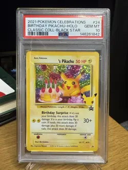 2021 POKEMON CELEBRATIONS CLASSIC COLLECTION #24 BIRTHDAY PIKACHU-HOLO PSA 10 - Image 1