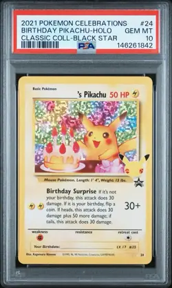 2021 POKEMON CELEBRATIONS CLASSIC COLLECTION #24 BIRTHDAY PIKACHU-HOLO PSA 10 - Image 4
