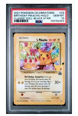 2021 POKEMON CELEBRATIONS CLASSIC COLLECTION #24 BIRTHDAY PIKACHU-HOLO PSA 10 - Image 1