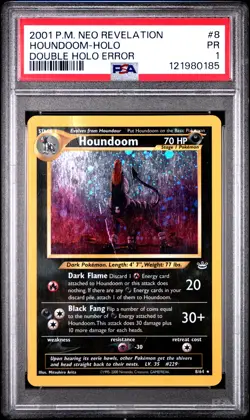 Houndoom Double Holo Error #8 PSA 1 - 2001 Pokemon Neo Revelation - Image 1