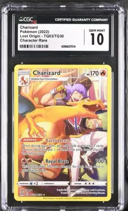 CGC 10 Charizard TG03/TG30 Trainer Gallery SWSH Lost Origin Pokemon Card - Image 1