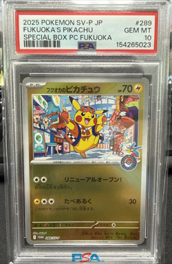 2025 POKEMON JAPANESE SV-P PROMO #289 FUKUOKA'S PIKACHU PSA 10 - Image 1