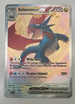 🔥 Pokemon TCG Salamence ex 187/159 Sv09 Journey Together SIR Holo Full Art MINT - Image 3
